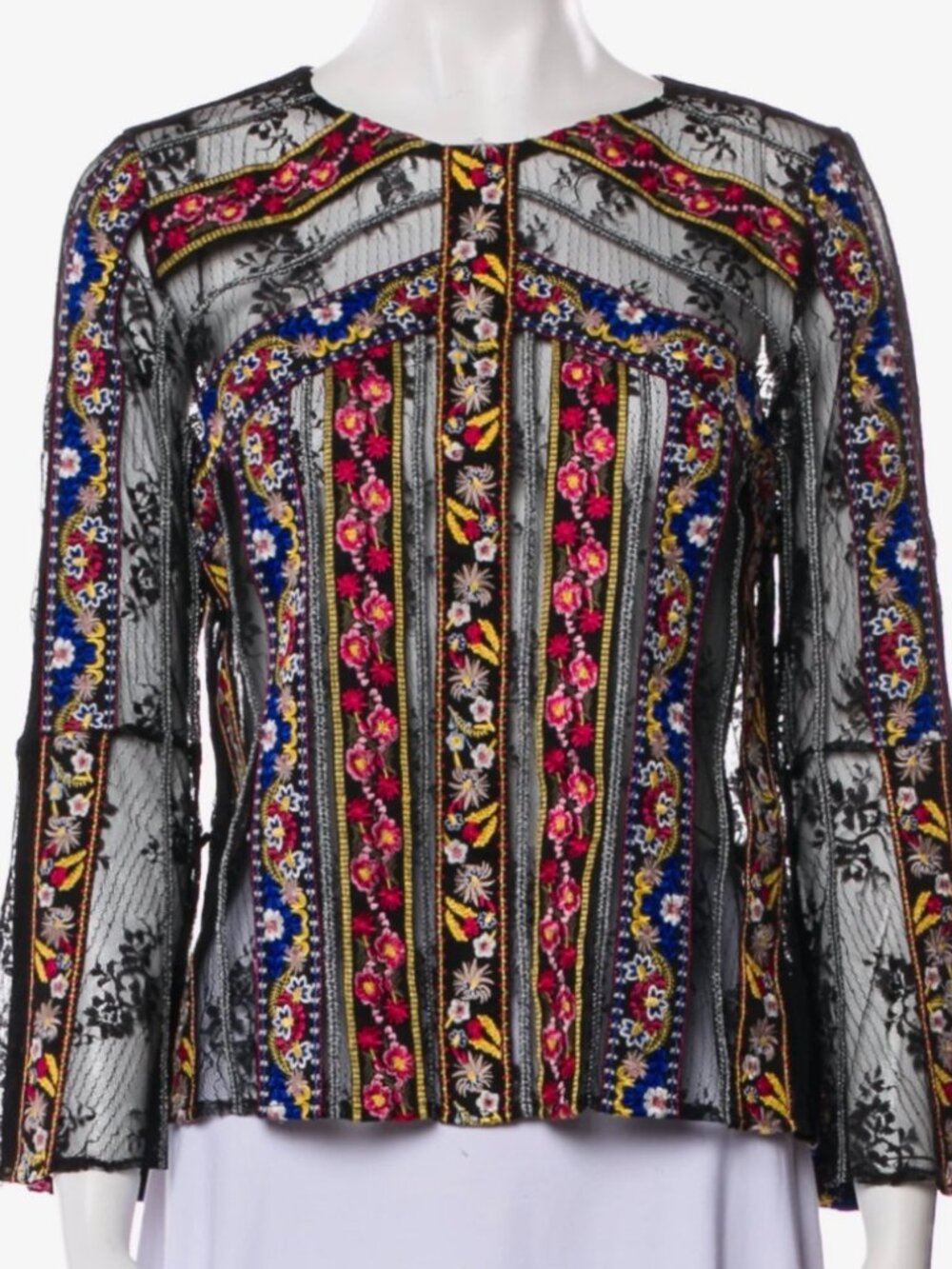 Alice + Olivia  Floral Print Crew Neck Blouse Size Small